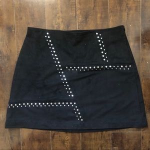 Express Faux Suede Black Metal Stud Skirt Size 8